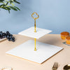 Serena 2 Tier Square Dessert Stand White