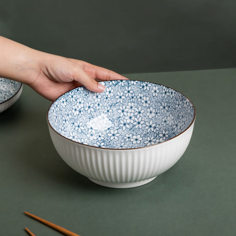 Meraki Floral Ceramic Serving Bowl 800 ml - Bowl, ceramic bowl, serving bowls, noodle bowl, salad bowls, bowl for snacks, snack bowl sets | Bowls for dining table & home decor