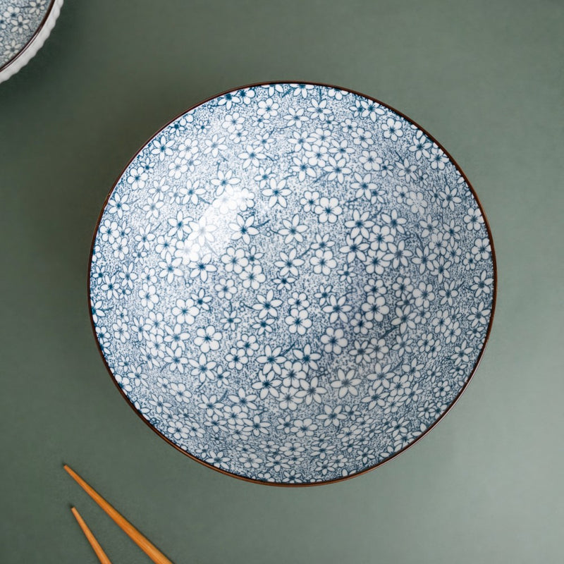Meraki Floral Ceramic Serving Bowl 800 ml - Bowl, ceramic bowl, serving bowls, noodle bowl, salad bowls, bowl for snacks, snack bowl sets | Bowls for dining table & home decor