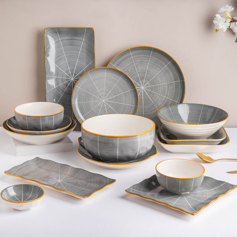 Willow Dark Grey Ceramic Serving Bowl 8 inch - Bowl, ceramic bowl, serving bowls, noodle bowl, salad bowls, bowl for snacks, large serving bowl | Bowls for dining table & home decor