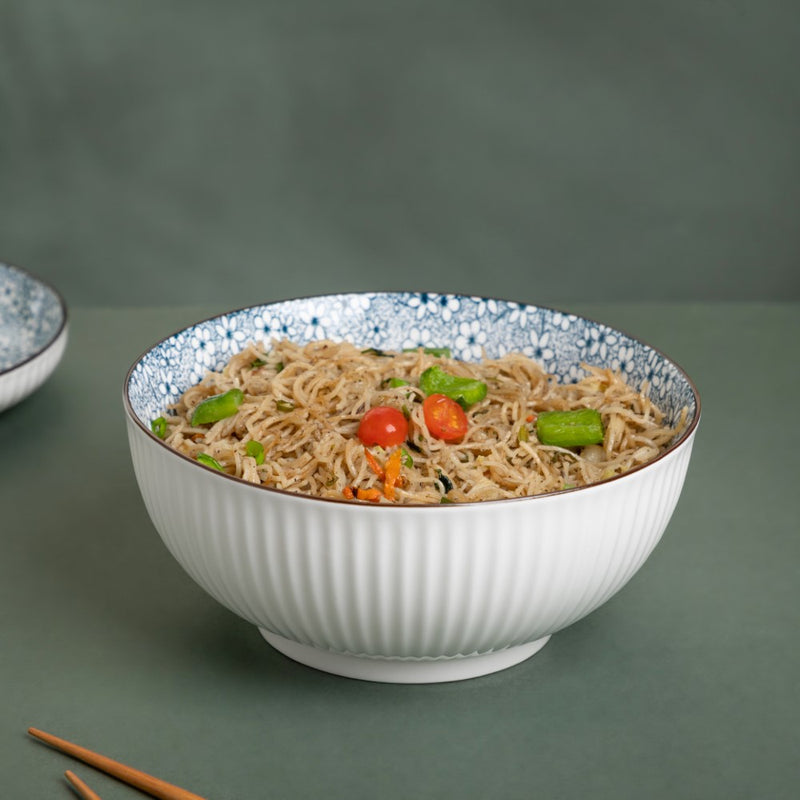 Meraki Floral Ceramic Serving Bowl 800 ml - Bowl, ceramic bowl, serving bowls, noodle bowl, salad bowls, bowl for snacks, snack bowl sets | Bowls for dining table & home decor