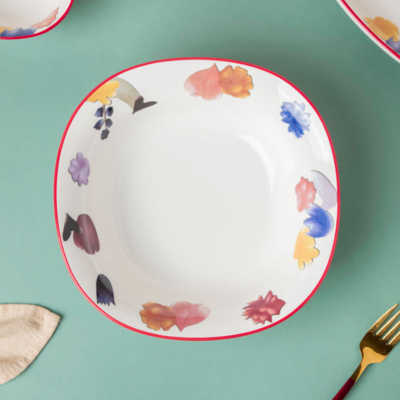 Florista Rimmed Serving Bowl 9 Inch - Bowl, ceramic bowl, serving bowls, noodle bowl, salad bowls, bowl for snacks, large serving bowl | Bowls for dining table & home decor