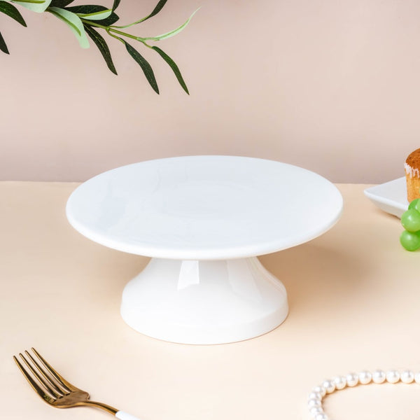 Swirl Modern Porcelain Cake Stand with Glass Lid + Reviews | CB2