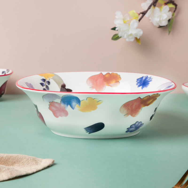 Florista Rimmed Serving Bowl 9 Inch - Bowl, ceramic bowl, serving bowls, noodle bowl, salad bowls, bowl for snacks, large serving bowl | Bowls for dining table & home decor