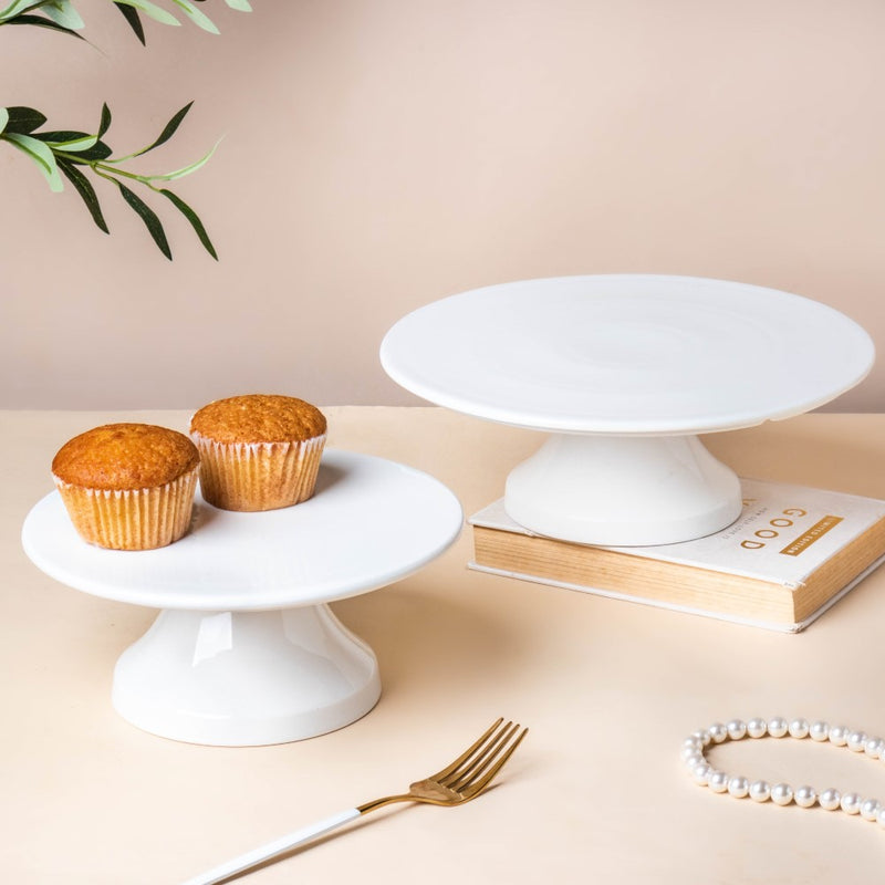 Serena Round Cake Stand 10 Inch Plate Large White