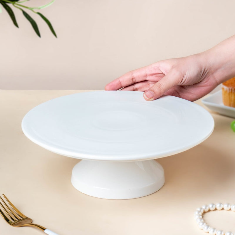 Serena Round Cake Stand 10 Inch Plate Large White