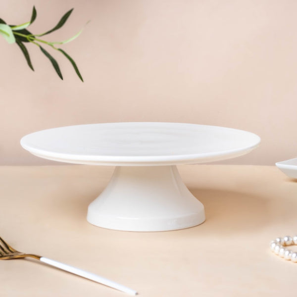 Serena Round Cake Stand 10 Inch Plate Large White