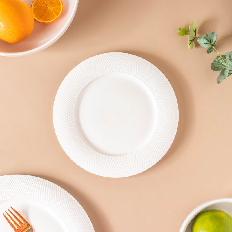 Riona Textured Ceramic Snack Plate White 8 Inch - Serving plate, snack plate, dessert plate | Plates for dining & home decor
