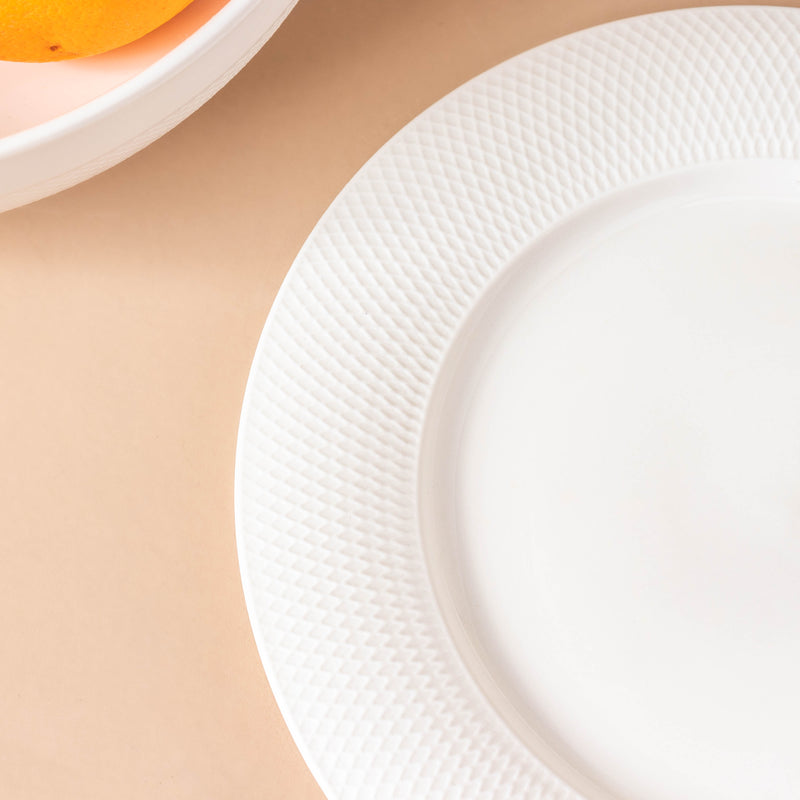 Riona Textured Ceramic Snack Plate White 8 Inch - Serving plate, snack plate, dessert plate | Plates for dining & home decor