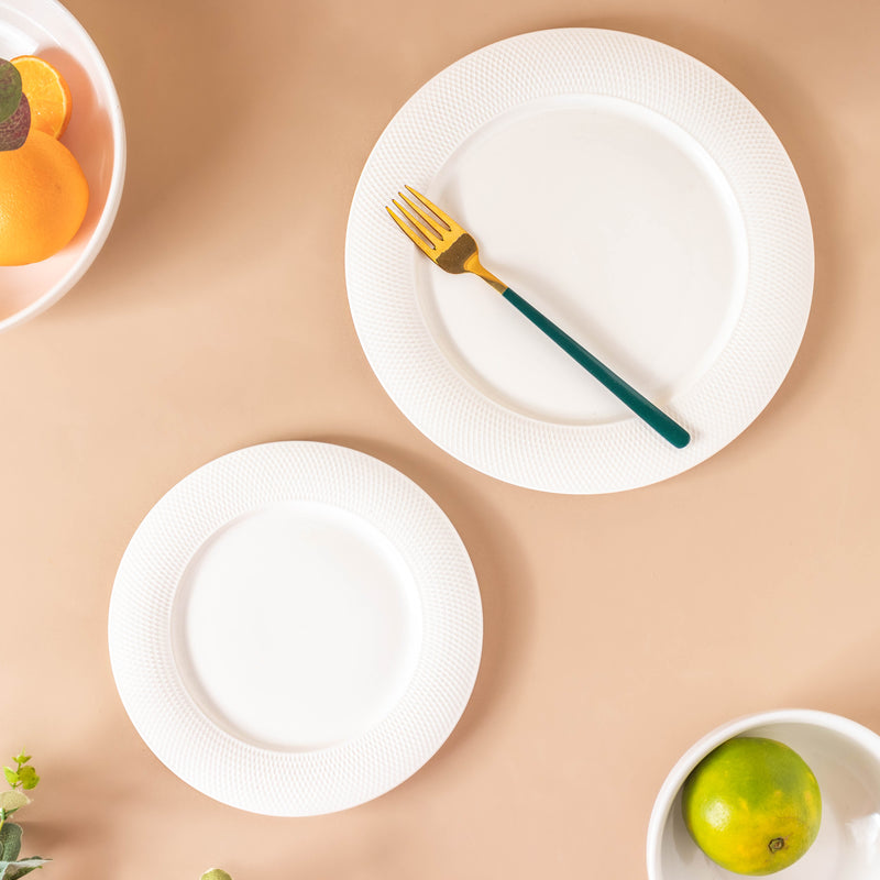 Riona Textured Ceramic Snack Plate White 8 Inch - Serving plate, snack plate, dessert plate | Plates for dining & home decor