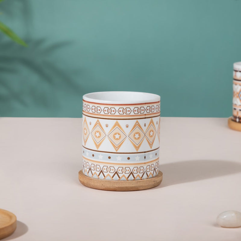 Botanic Expressions Ceramic Planter With Coaster Set Of 2
