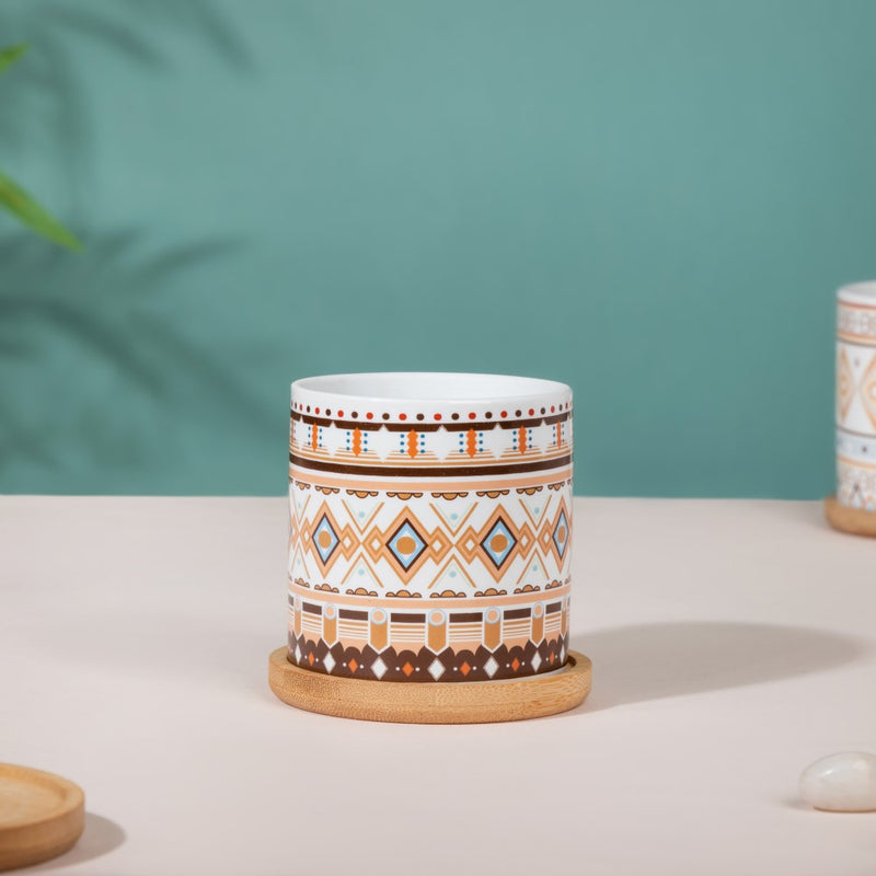 Botanic Expressions Ceramic Planter With Coaster Set Of 2