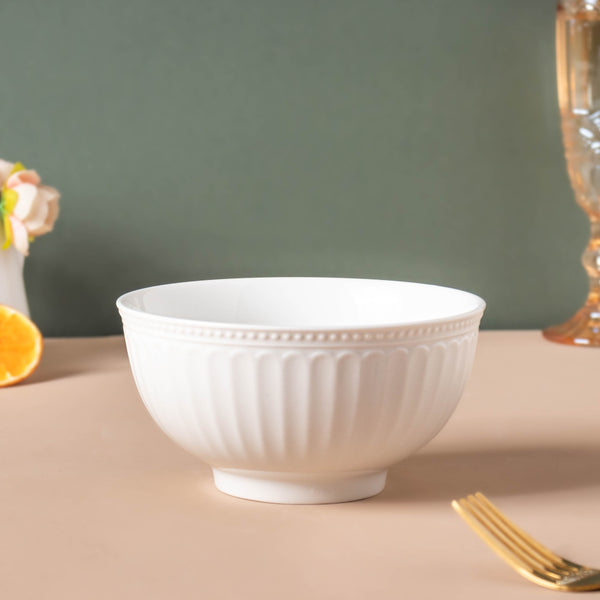 Riona Textured Ceramic Side Bowl White - Bowl, soup bowl, ceramic bowl, snack bowls, curry bowl, popcorn bowls | Bowls for dining table & home decor