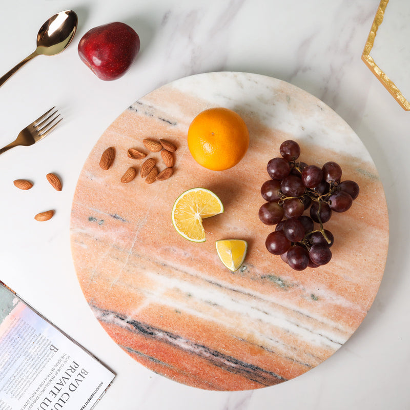 Marble Lazy Susan - Ceramic platter, serving platter, fruit platter | Plates for dining table & home decor