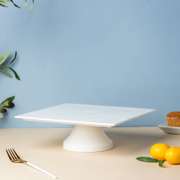 Serena White Square Cake Stand 10 Inch Large Online - Premium Cake ...