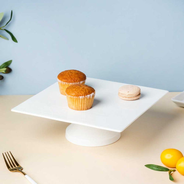 Serena White Square Cake Stand 10 Inch Large Online - Premium Cake ...