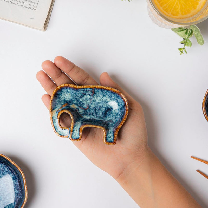 Studio Pottery Elephant Sapphire Dip Bowl 30 ml - Bowl, ceramic bowl, dip bowls, chutney bowl, dip bowls ceramic | Bowls for dining table & home decor 