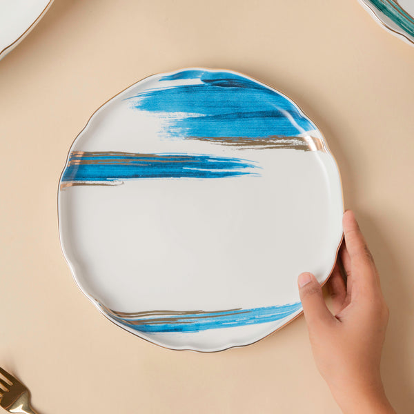 Oceanic Calm Blue Dinner Plate 10 Inch - Serving plate, lunch plate, ceramic dinner plates| Plates for dining table & home decor