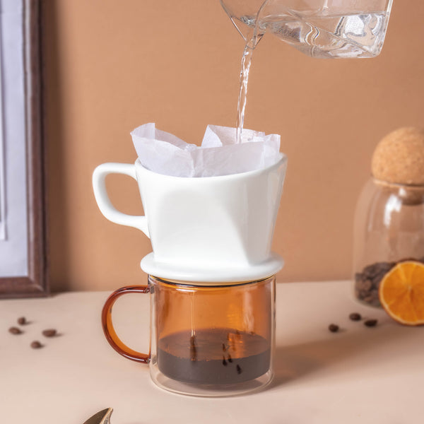 Riona Ceramic Coffee Filter White - Coffee dripper, glass coffee dripper | Coffee dripper for coffee pot & Home decor