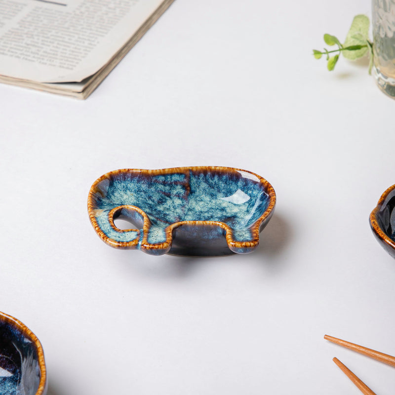 Studio Pottery Elephant Sapphire Dip Bowl 30 ml - Bowl, ceramic bowl, dip bowls, chutney bowl, dip bowls ceramic | Bowls for dining table & home decor 