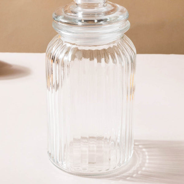 Transparent Glass Storage Jar With Lid Set Of 2 1 L - Jar