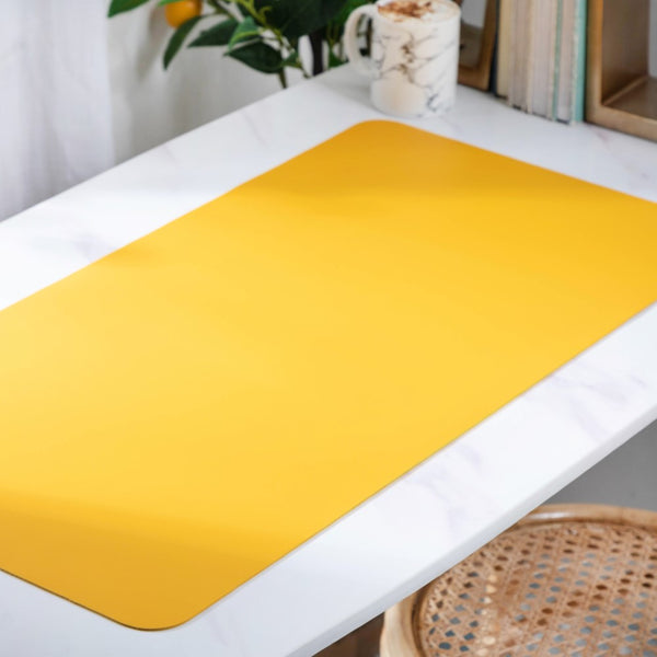 Multipurpose Vegan Leather Desk Mat Yellow 31.5 Inch