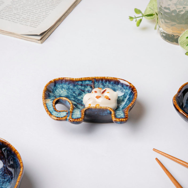 Studio Pottery Elephant Sapphire Dip Bowl 30 ml - Bowl, ceramic bowl, dip bowls, chutney bowl, dip bowls ceramic | Bowls for dining table & home decor 
