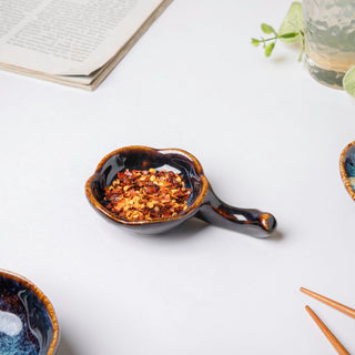 Sapphire Ceramic Dip Bowl With Chopstick Rest