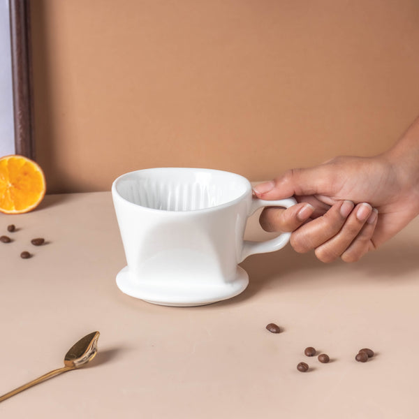 Riona Ceramic Coffee Filter White - Coffee dripper, glass coffee dripper | Coffee dripper for coffee pot & Home decor