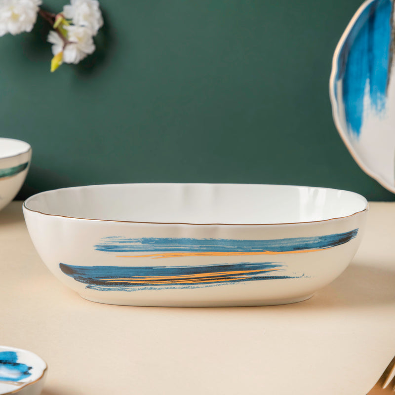 Oceanic Calm Blue Serving Bowl 10 Inch - Bowl, ceramic bowl, serving bowls, noodle bowl, salad bowls, bowl for snacks, large serving bowl | Bowls for dining table & home decor