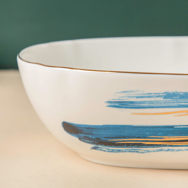 Oceanic Calm Blue Serving Bowl 10 Inch - Bowl, ceramic bowl, serving bowls, noodle bowl, salad bowls, bowl for snacks, large serving bowl | Bowls for dining table & home decor