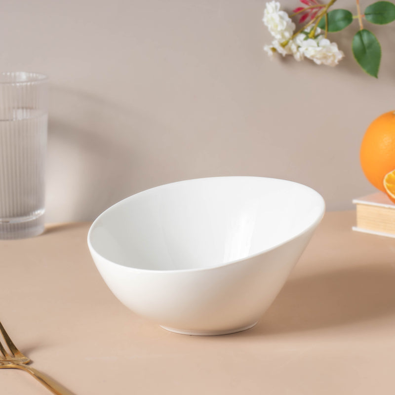 Riona Ceramic Round Noodle Bowl White 400 ml - Bowl,ceramic bowl, snack bowls, curry bowl, popcorn bowls | Bowls for dining table & home decor