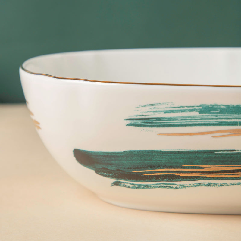 Oceanic Coastal Green Serving Bowl 10 Inch - Bowl, ceramic bowl, serving bowls, noodle bowl, salad bowls, bowl for snacks, large serving bowl | Bowls for dining table & home decor