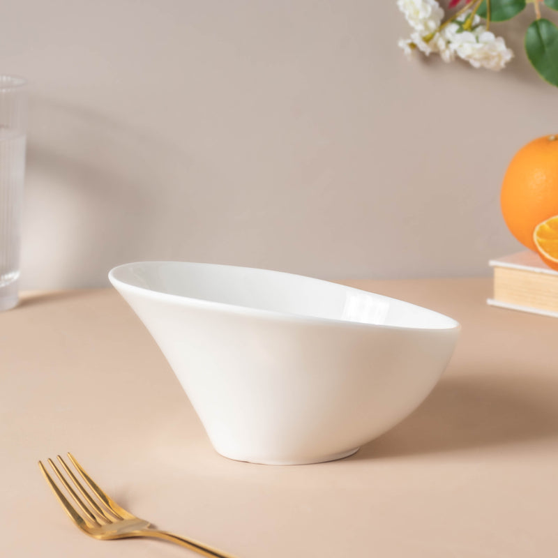 Riona Ceramic Round Noodle Bowl White 400 ml - Bowl,ceramic bowl, snack bowls, curry bowl, popcorn bowls | Bowls for dining table & home decor