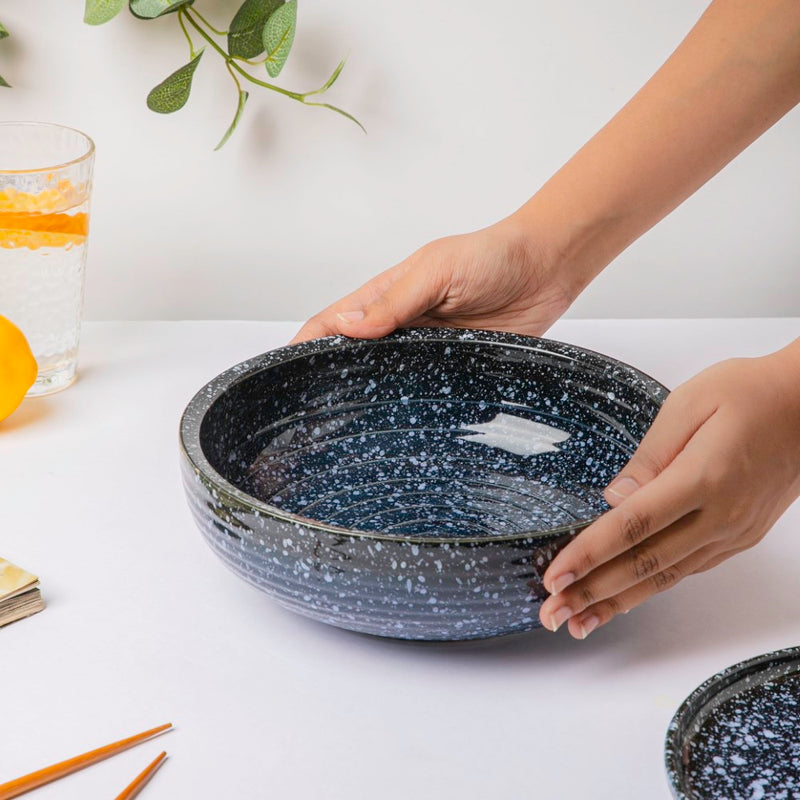 Kimberlite Finish Stone Ceramic Bowl 9 inch 1700 ml - Bowl, ceramic bowl, serving bowls, noodle bowl, salad bowls, bowl for snacks, large serving bowl | Bowls for dining table & home decor