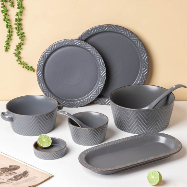 Serenity Grey 36 Piece Dinner Set For 6