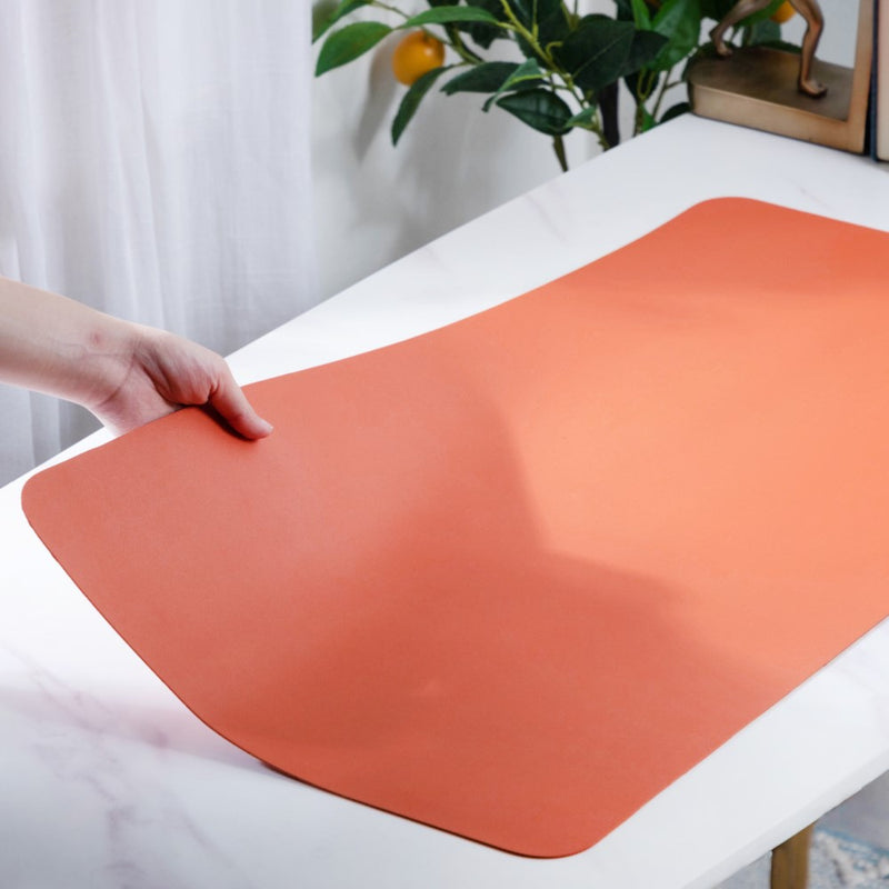 Multipurpose Vegan Leather Desk Mat Orange 31.5 Inch