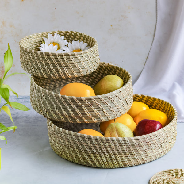Wicker Storage Basket Set of 3 - Basket | Fruit basket