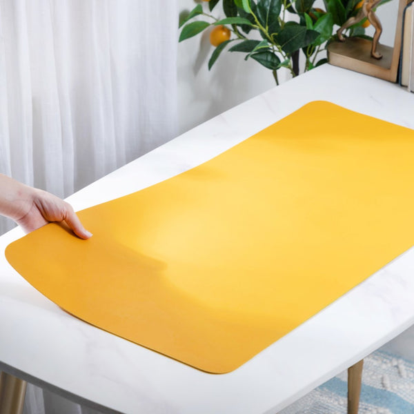 Multipurpose Vegan Leather Desk Mat Yellow 31.5 Inch