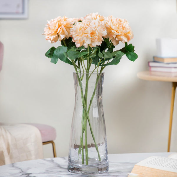 Peony Artificial Flower Peach Set Of 5 - Artificial flower | Flower for vase | Home decor item | Room decoration item