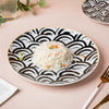 Scallop Artistic Dinner Plate Black White 10 Inch - Serving plate, rice plate, ceramic dinner plates| Plates for dining table & home decor