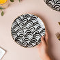 Scallop Artistic Snack Plate Black White 8 Inch - Serving plate, snack plate, dessert plate | Plates for dining & home decor