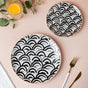 Scallop Artistic Snack Plate Black White 8 Inch - Serving plate, snack plate, dessert plate | Plates for dining & home decor