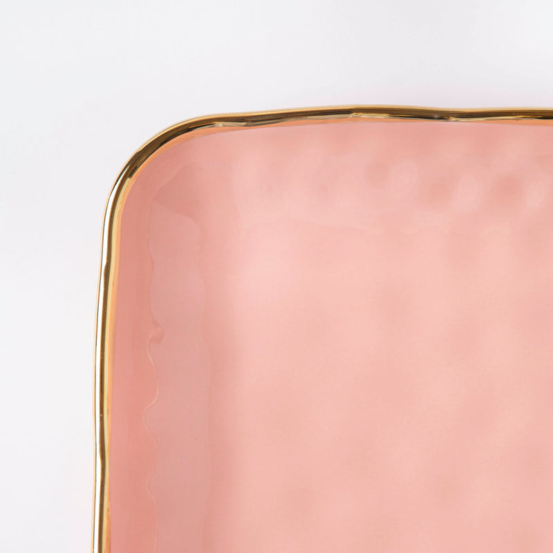 Think Pink Square Snack Plate 8 Inch - Serving plate, snack plate, dessert plate | Plates for dining & home decor