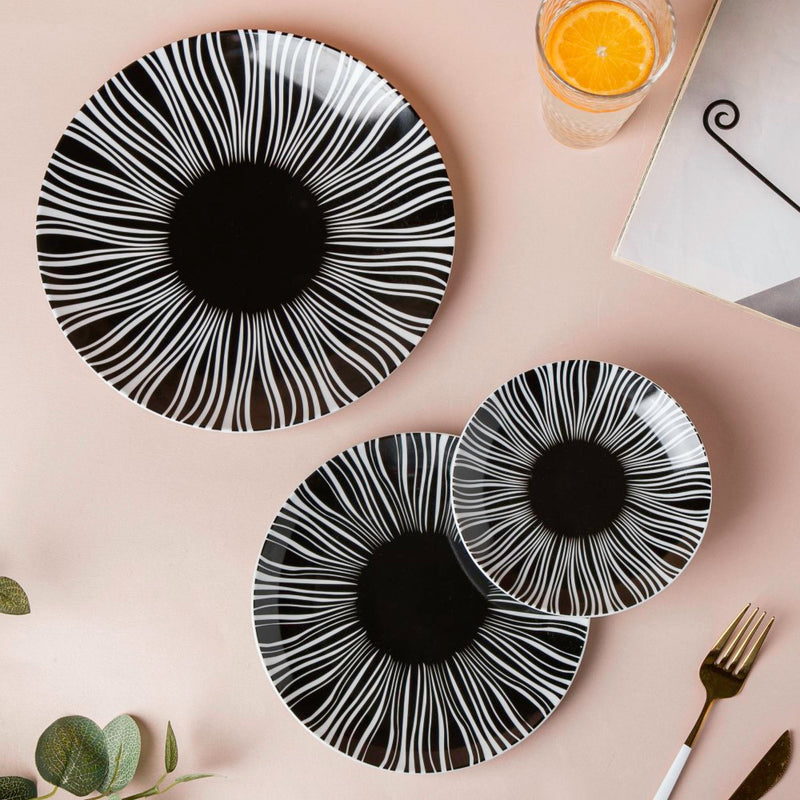 La Mode Printed Ceramic Dessert Plate Black 6 Inch - Serving plate, small plate, snacks plates | Plates for dining table & home decor