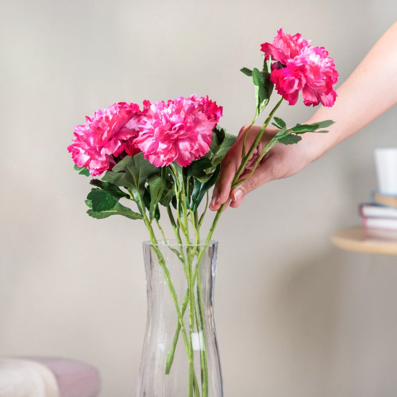Peony Artificial Flower Maroon Set Of 5 - Artificial flower | Flower for vase | Home decor item | Room decoration item