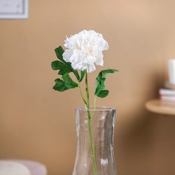 Peony Artificial Flower White Set Of 5 - Artificial flower | Flower for vase | Home decor item | Room decoration item