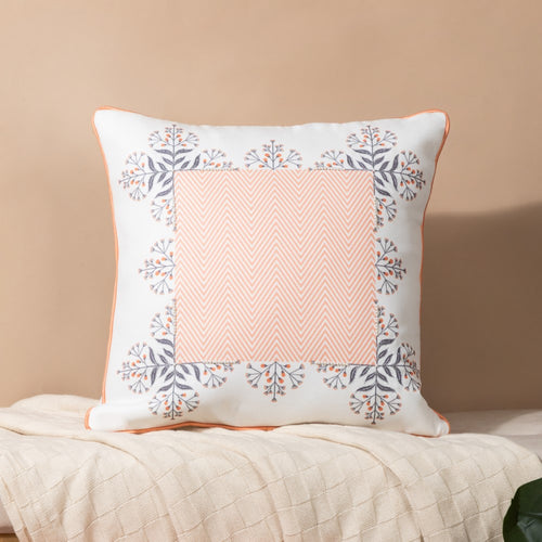 Zari & Pearl Work Cushion Cover Set Of 3 Peach 16 x 16 Inch