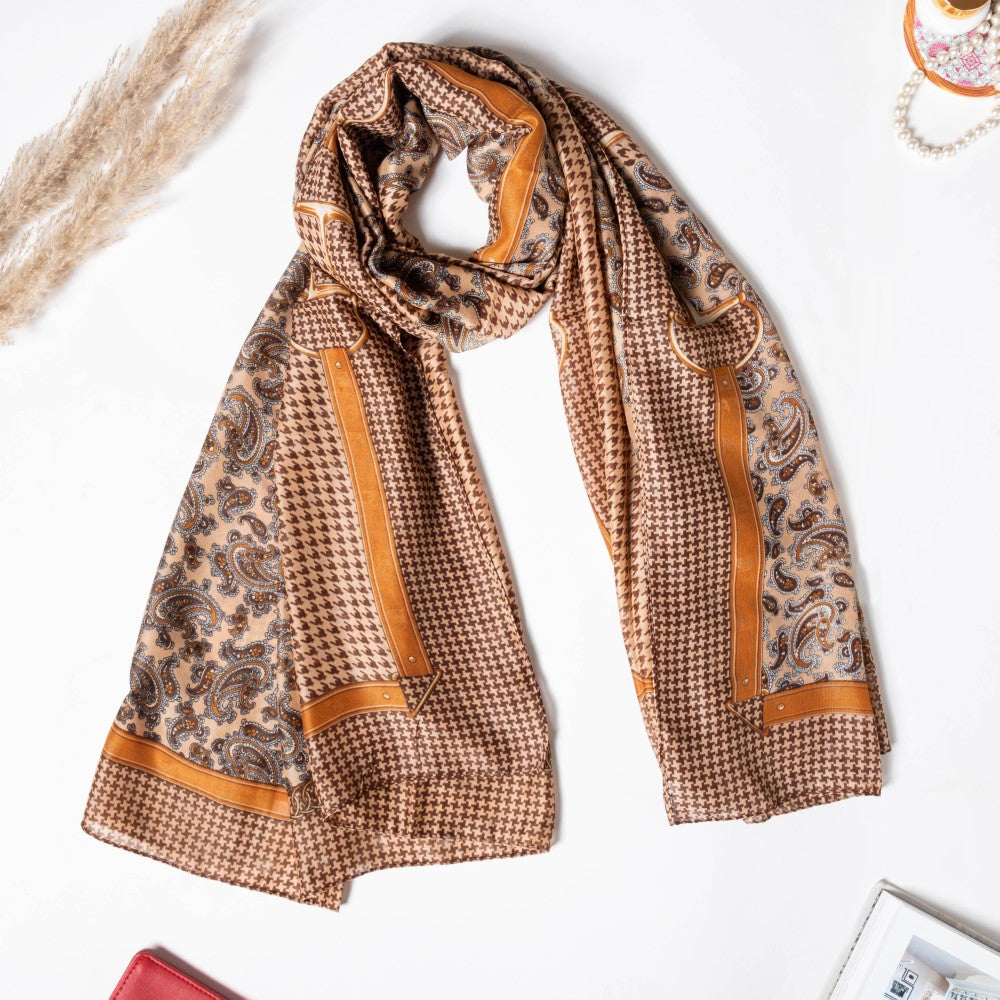 Paisley And Houndstooth Printed Winter Scarf | Nestasia