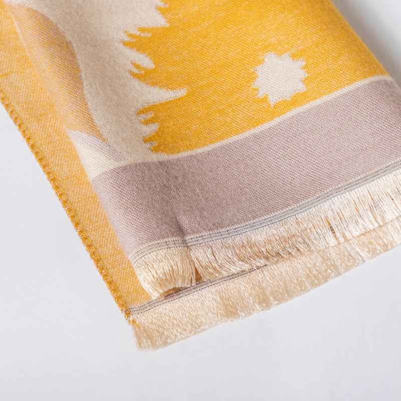 Floral Printed Winter Scarf Yellow